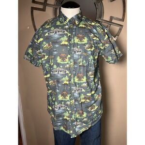Jurassic‎ World Youth Sz S 100% Cotton Jurassic Park Hawaiian Button Up Shirt